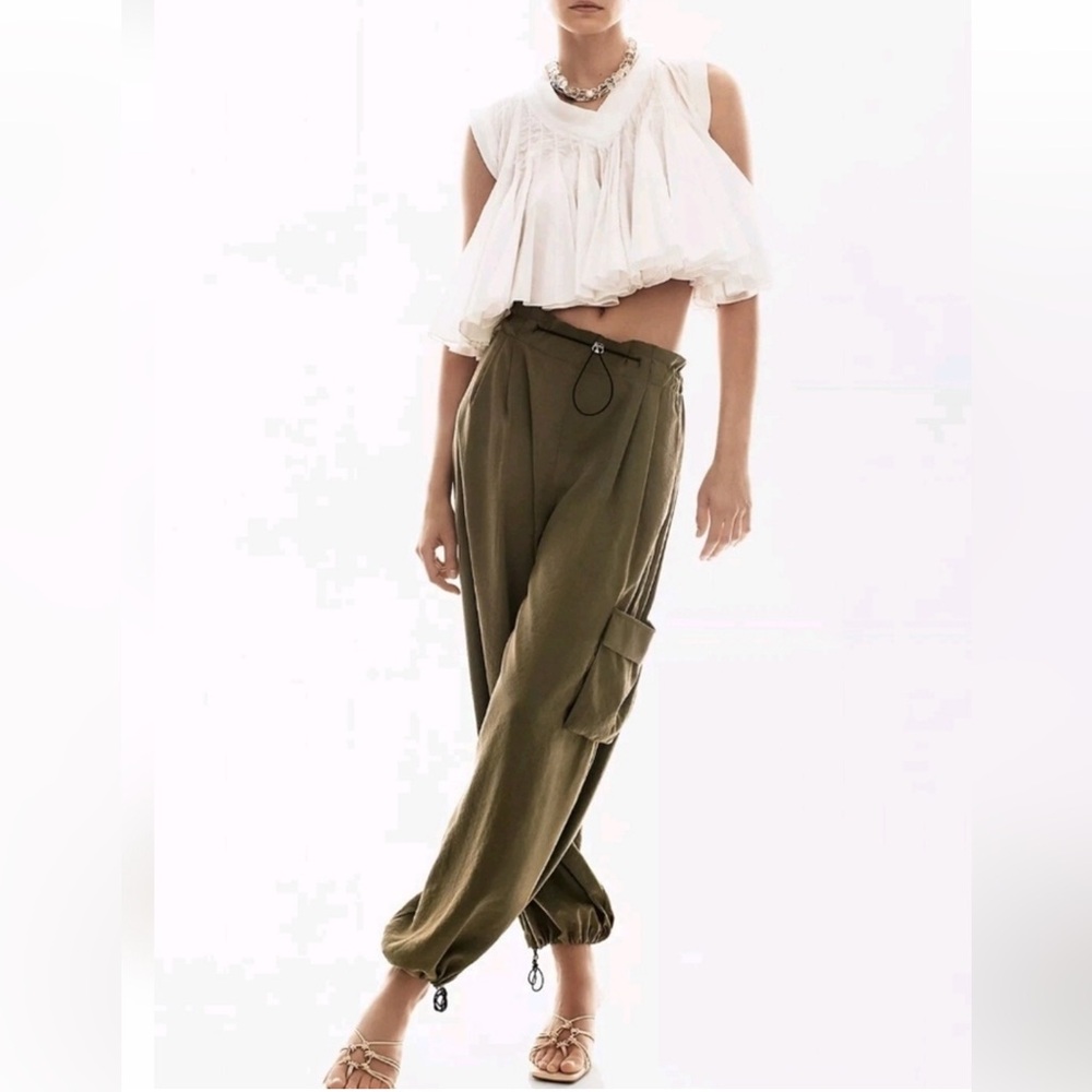 By Anthropologie Bungee Parachute Pant Sz M Green
